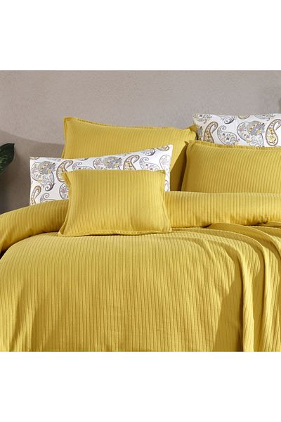 Lief Home 100% Cotton Full Set Pique Set with Sheets - Elastic, 220x230