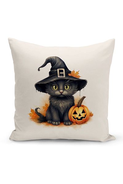 Bertille Home Autumn Series - Double Sided Digital Printed Throw Pillow Cover (Halloween Pity Cushion Cover)