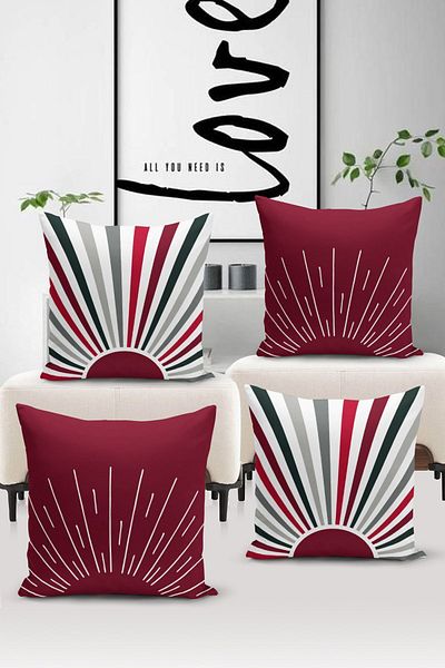 Bertille Home Seria minimalistă - Set de 4 huse de pernă imprimate digital