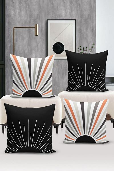 Bertille Home Seria minimalistă - Set de 4 huse de pernă imprimate digital