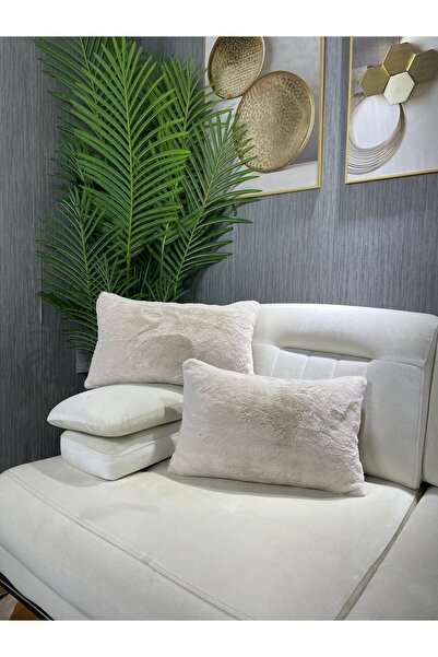 Paris Life Pelüş Rabbit Tavşan Kırlent Kılıfı Dikdörtgen -krem