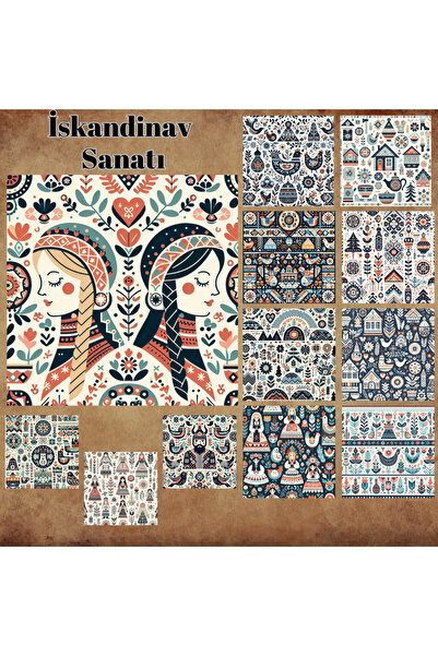 Pink Swan Craft Vintage nordijski stil narodne umetnosti - 12 komada set nalj...