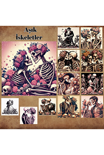 Pink Swan Craft Vintage Loverly Skeletons - Set de 12 bucăți Scrapbook Bullet...