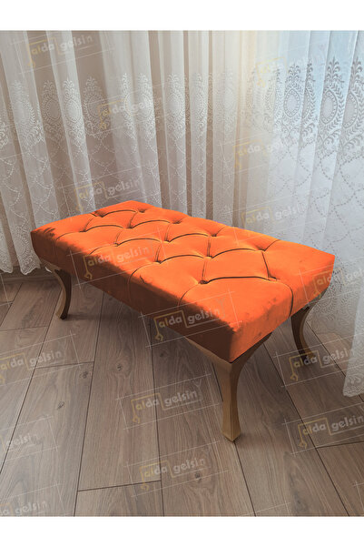 aldagelsin Kapitoneli Ayak Ucu Kapı Önü Antre Bench Puf Gold Ayak (120*45)