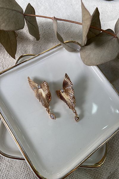 fuya design Steel Color Leaf Earrings