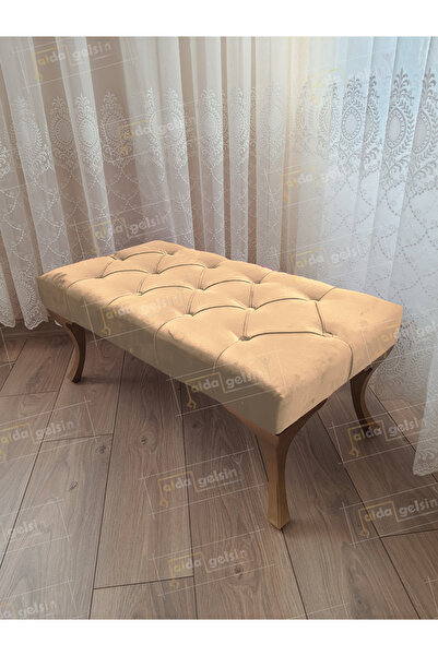 aldagelsin Kapitoneli Ayak Ucu Kapı Önü Antre Bench Puf Gold Ayak (100*45)