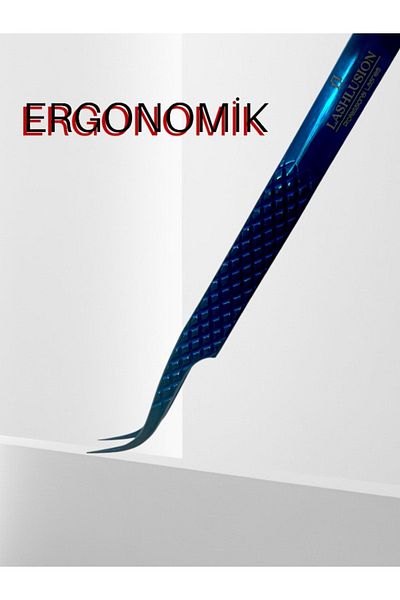 Lashlusion Blue Steel Light Body Stainless Tweezers - Full Covering Wolume with Crow Nose and Silk Eyelashes