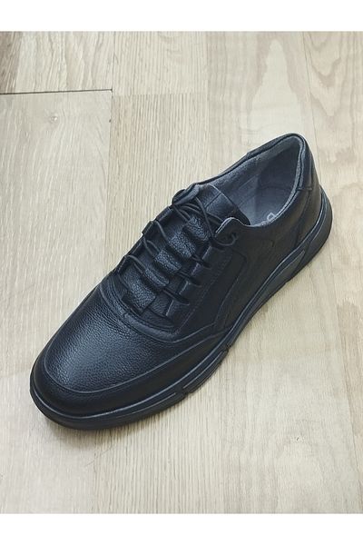 Dündar Men's Winter Shoes - Genuine Leather, Rubber Sole, Lace-up and Orthobetic