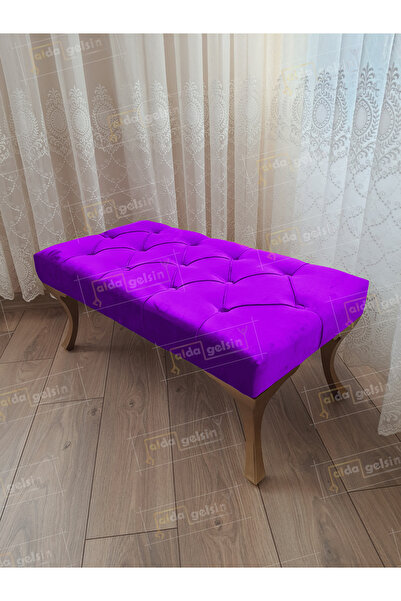 aldagelsin Kapitoneli Ayak Ucu Kapı Önü Antre Bench Puf Gold Ayak (100*45)