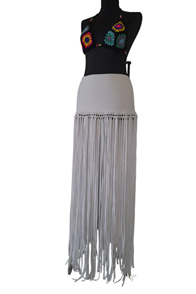 bi ters bi düz Tasseled Long Pareo Skirt