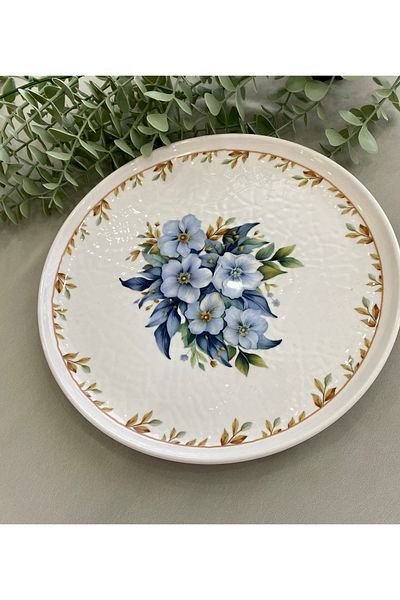 Yiğit Seramik Züccaciye 24 cm Round Yediveren Flower Serving and Presentation Plate