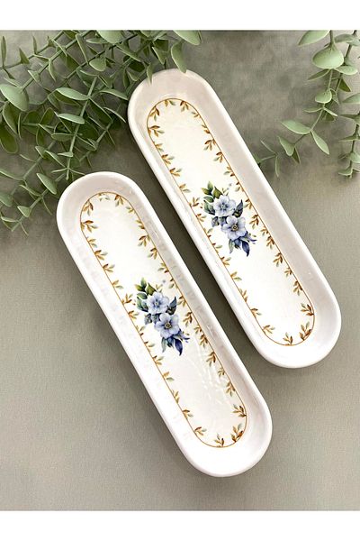 Yiğit Seramik Züccaciye Yediveren Flower - Set of 2 Olive Dish Plates