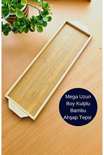 BRE HOME 15x44 cm uzun boy bambu ahşap çay kahve sunum tepsisi