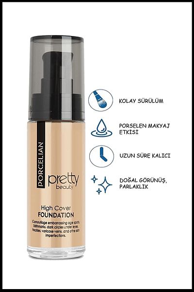 Pretty Beauty كريم أساس بورسلين عالي التغطية ذو تأثير عالي التغطية رقم:3