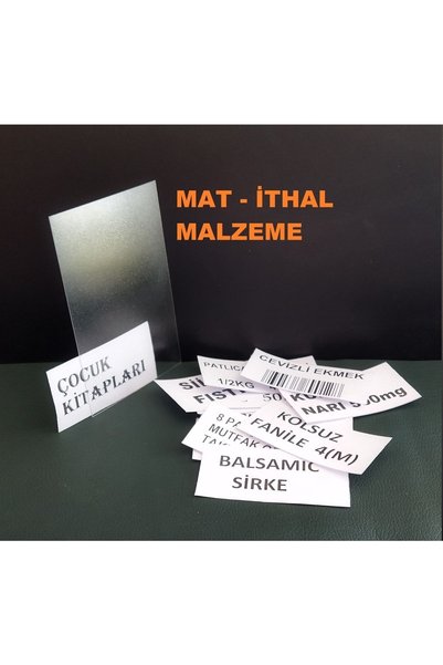 ETİKETLİK FİYATLIK LABEL HOLDER-84A-A Type 8x4cm Label Holder for Delicatessen, Bakery Products, Glassware, Matte Imported Label Holder, 80 pieces