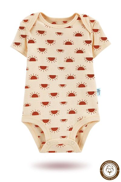 MAHFEL 100% Cotton Organic Printed Baby Bodysuit with Snap Fasteners