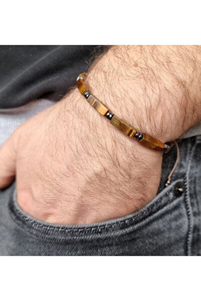 derokas Kaplangözü ve Hematit Doğal Taşlı  Bileklik