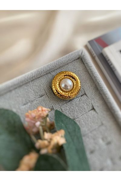 Nowadays Steel Ring with Pearls (Adjustable Ring)