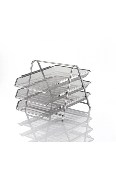 Cassa 3lü Metal Tel Evrak Rafı Gümüş