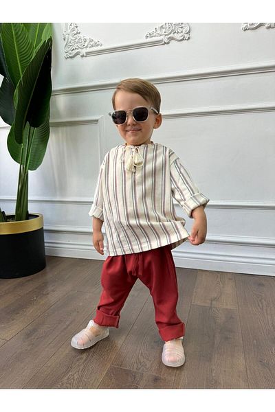 Ares Kids Fashion Boy Girl Gift - White Shirt and Red Pants, for Holiday and Special Occasions