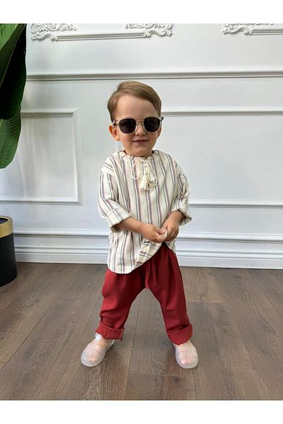 Ares Kids Fashion Boy Girl Gift - White Shirt and Red Pants, for Holiday and Special Occasions