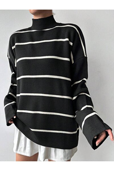 Jose Clothing Pulover de damă oversize cu dungi - mânecă lungă