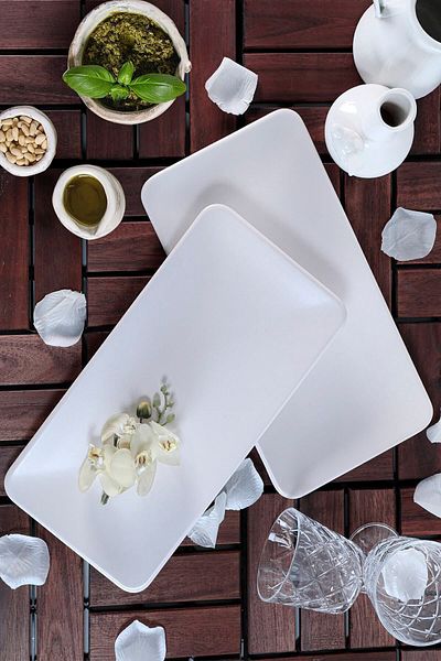 Keramika Matte Off White Siera Boat Plate 33 Cm 2 Pieces