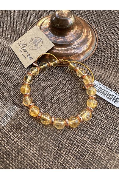 parze doğaltaş Rope Braided Adjustable Citrine Bracelet