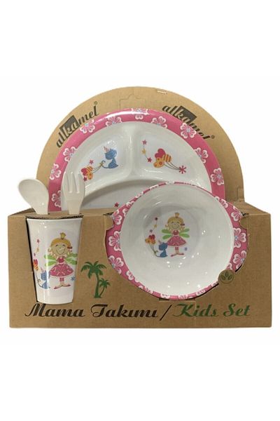 ggs Baby Food Plate Pink Princess Shape Set of 5 Melamine Oval