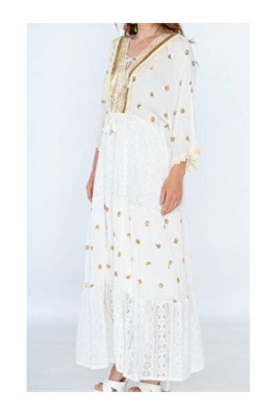 PHUTİ COLLECTION فستان مستورد مزين بالدانتيل والترتر