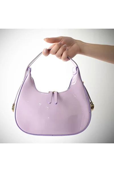 Mybag حقيبة كرز من الجلد اللامع - حقيبة كتف نسائية بسحاب وحزام