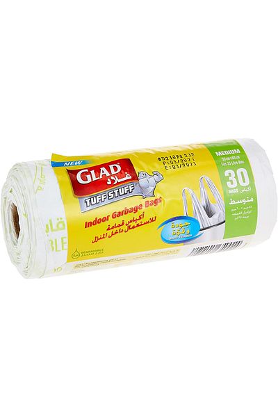 Glad Tuff Stuff Garbage Bag Medium White Handle Bags 35L 30 Bags