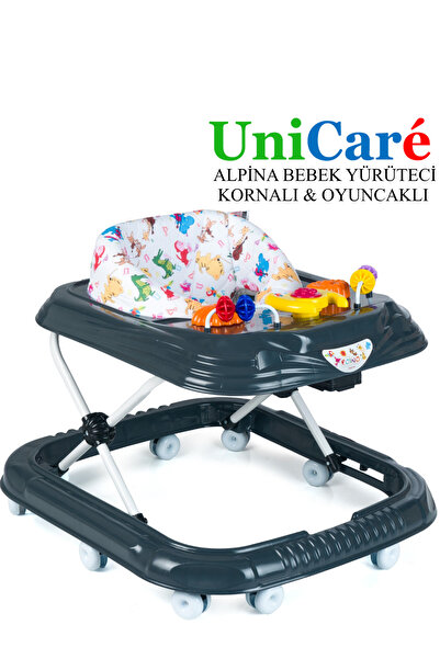 UniCare Yürüteç Bebek Yürüteci Örümcek Kornalı Oyuncaklı Bebek Yürüteci 3 Kad...