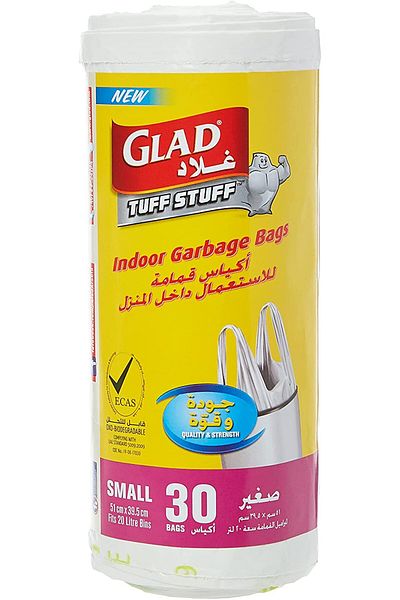 Glad Tuff Stuff Garbage Bag Small White Handle Bags 20L 30 Bags