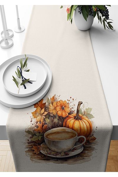 Bertille Home Autumn Series Digital Printed 140x40 cm Runner - Halloween Autumn