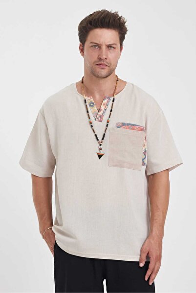 BABBOSS Μπλουζάκι Bohemian Oversize - Λεπτομέρεια χεριών και τσέπης