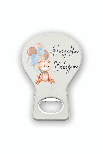 Ege ajans 10 Adet (isimli Kartlı Ve Jelatinli) Ayıcık Konsept Balon Açacak Bebek Magneti