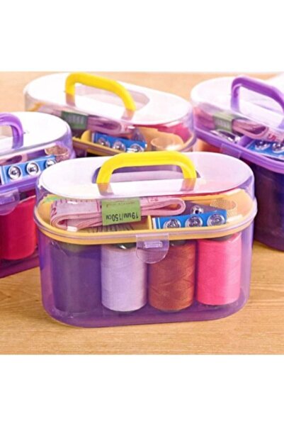 Bayar Kumaş Özel Kutulu 40 Parça Mini Dikiş Seti Iğne Iplik Balıkçı Makas Mez...