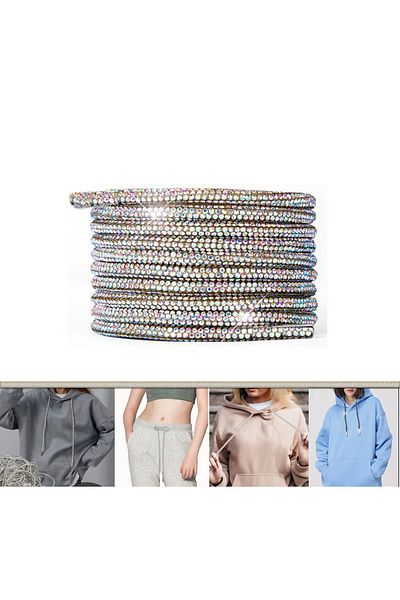 AiryFooT Shiny Crystal Stone Detailed Hooded Tracksuit and Sweatshirt - 110cm