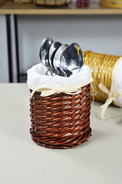 SepetçiBaba Hasır Yuvarlak Kaşıklık Kahve