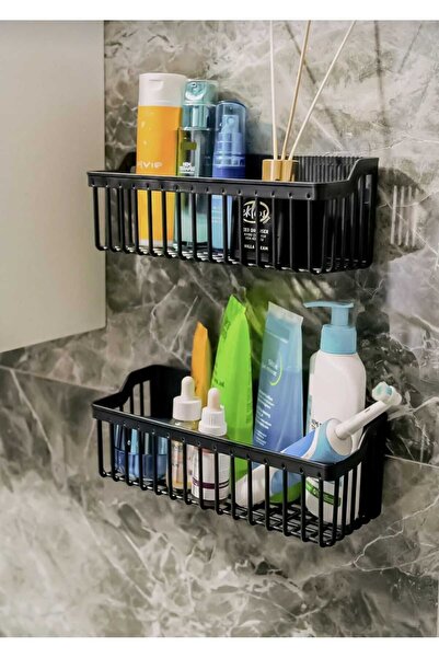 Alsamkapsam Banyo Yapışkanlı Duvar Rafı, 2'li Duvar Düzenleyici, Baharatlık R...