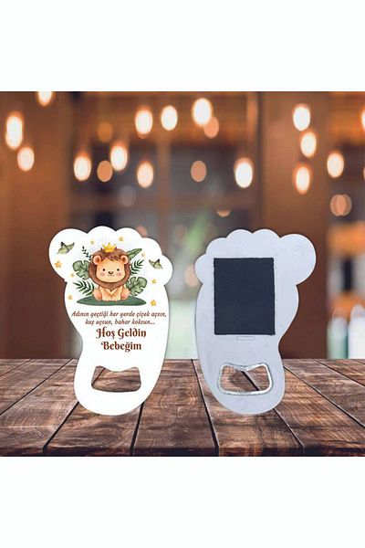 Ege ajans 10 Pieces Lion Patterned Baby Foot Opener Magnet with Gelatin Card