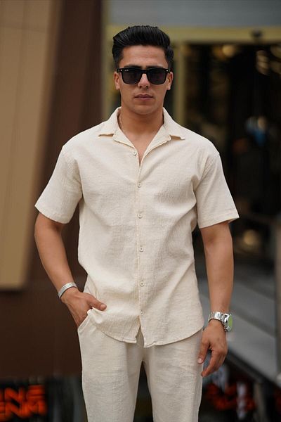 ASWEL 2024 NEW SEASON 100% ORIGINAL LINEN SHIRT SHORTS SET ASWKTM101