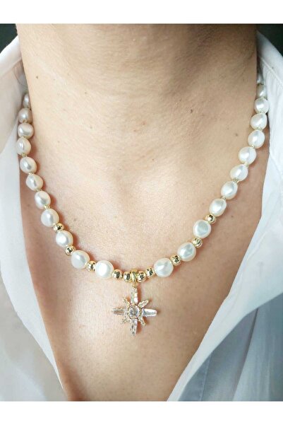 DEVİ fashion Zirkon Taşlı İncili Tasarım Kolye