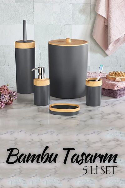 Transformacion Σετ μπάνιου 5 τεμαχίων Bamboo Design ANTHRACITE 718978