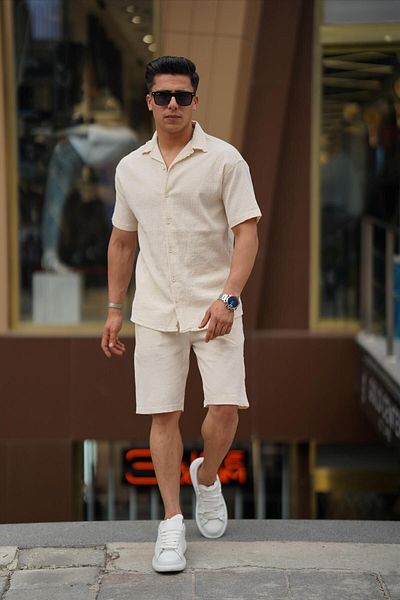 ASWEL 2024 NEW SEASON 100% ORIGINAL LINEN SHIRT SHORTS SET ASWKTM101
