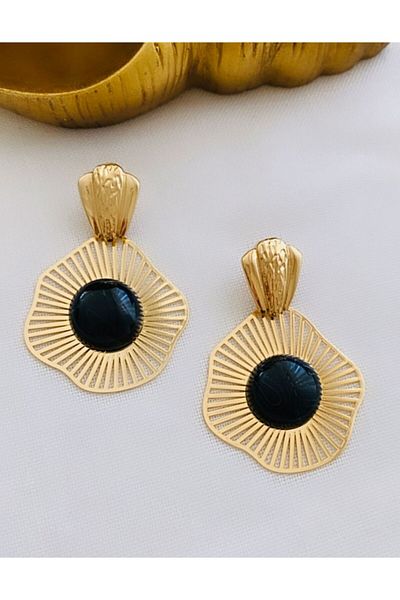 VNS Accessories Ball Bone Detail Design Earrings (5.5 cm)