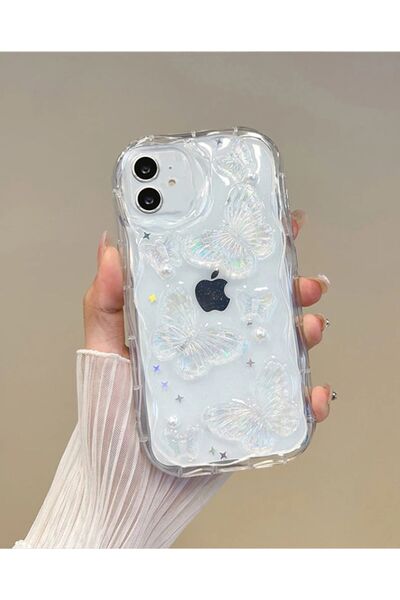 EDELFU حافظة شفافة متوافقة مع هاتف آيفون 11، مزخرفة بفراشات ثلاثية الأبعاد لط...