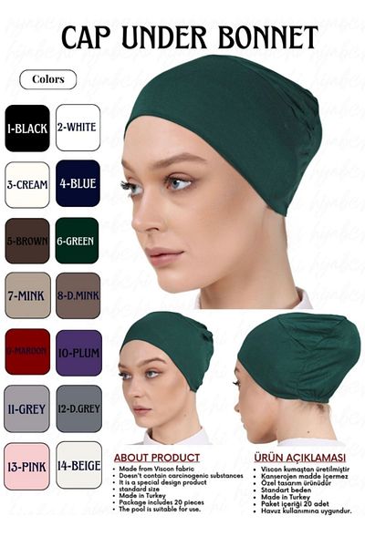 hijabchi Practical Viscose Hijab Cap - Nighty, Emerald