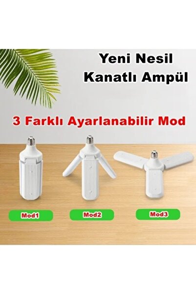 goldixpir Pervane Şeklinde Katlanabilir-açısı Ayarlanabilir 40w Beyaz Led Ampul E-27-40w 40 Watt Pervane